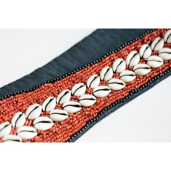 Vintage Wide Fully Beaded Ethic Boho Tie Closure Belt - Picture 7 of 7